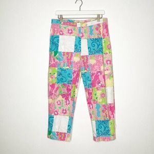 Lilly Pulitzer Liza Vintage Multi Petal Patch Capri Pants Womens 12